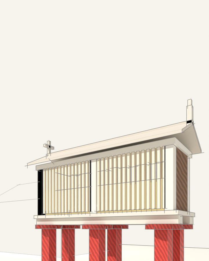Drawing of the hórreo from the Archlexicon film